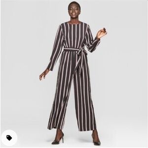 Who What Wear Long Sleeve Striped Wide Leg Jumpsuit Women's Size XS